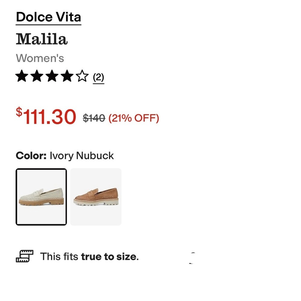 Like New Dolce Vita Leather Malila Loafers Ivory Size 7.5 - Picture 9 of 10